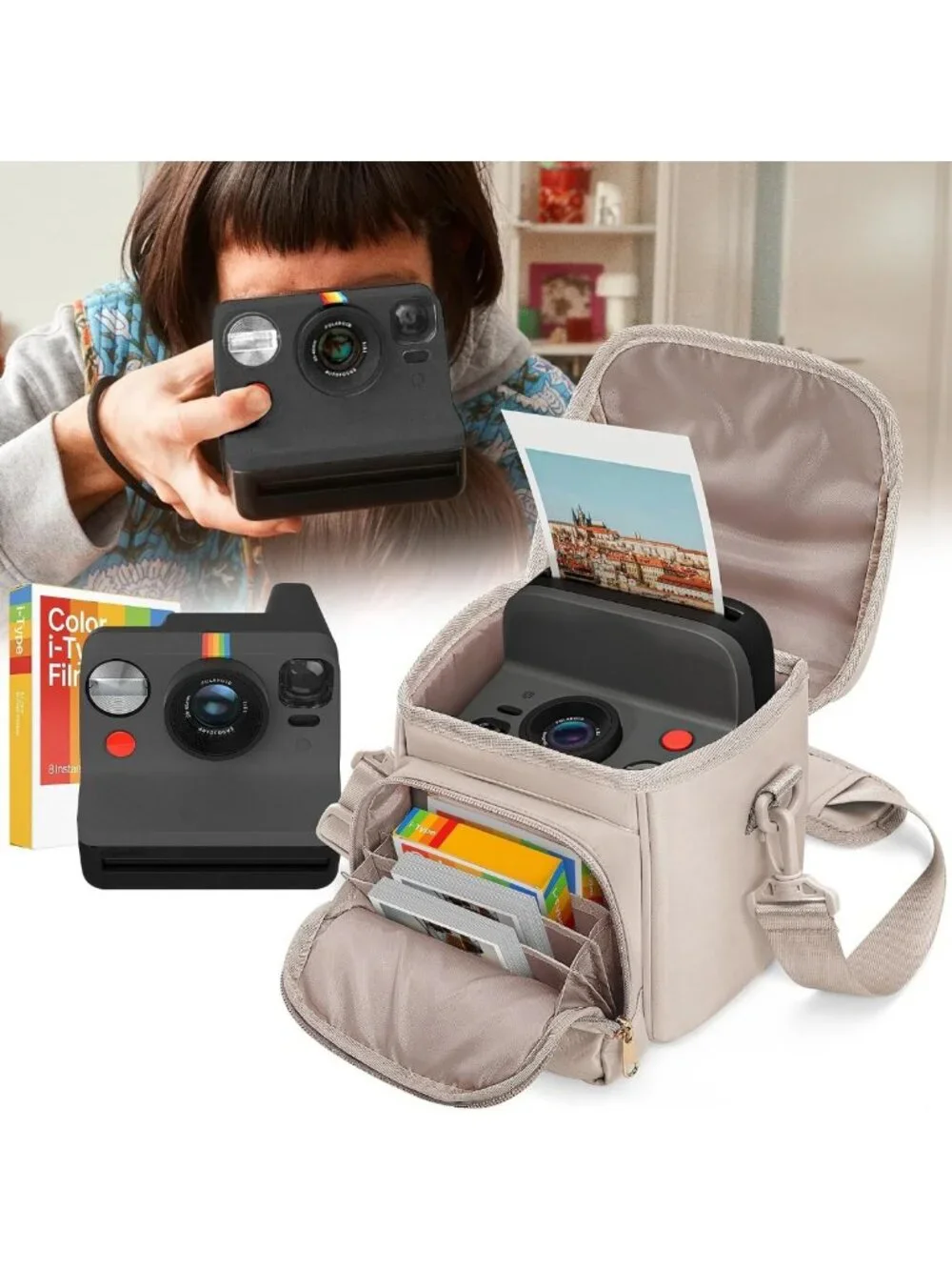 Stylish Crossbody Camera Sling Bag for Instant Cameras | Adjustable